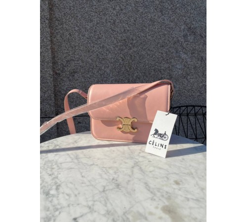 Сумка жіноча Celine Teen Triomphe Bag in Shiny Calfskin Pink Селін рожевий DN062