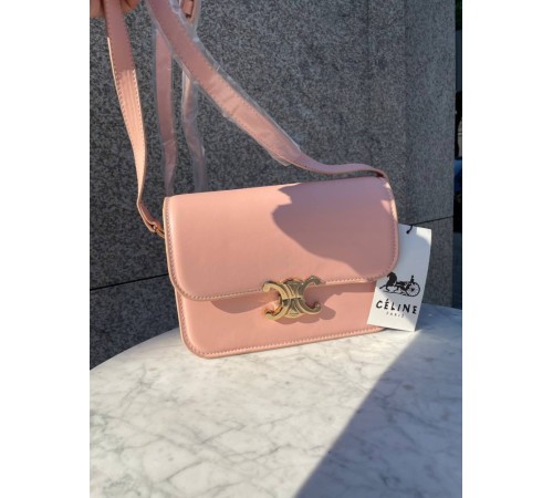 Сумка жіноча Celine Teen Triomphe Bag in Shiny Calfskin Pink Селін рожевий DN062