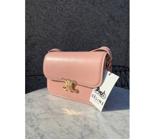 Сумка жіноча Celine Teen Triomphe Bag in Shiny Calfskin Pink Селін рожевий DN062