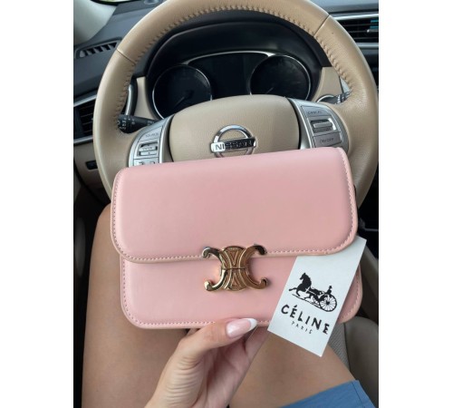 Сумка жіноча Celine Teen Triomphe Bag in Shiny Calfskin Pink Селін рожевий DN062