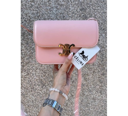 Сумка жіноча Celine Teen Triomphe Bag in Shiny Calfskin Pink Селін рожевий DN062