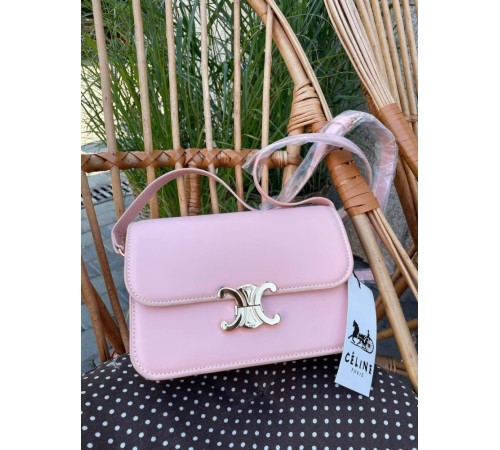 Сумка жіноча Celine Teen Triomphe Bag in Shiny Calfskin Pink Селін рожевий DN062