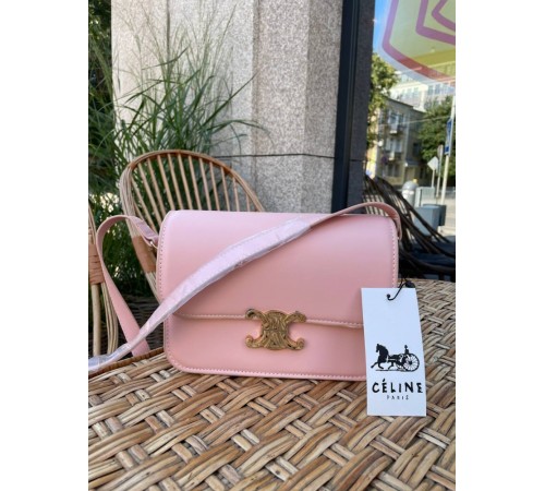 Сумка жіноча Celine Teen Triomphe Bag in Shiny Calfskin Pink Селін рожевий DN062