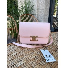 Сумка жіноча Celine Teen Triomphe Bag in Shiny Calfskin Pink Селін пудра DN063