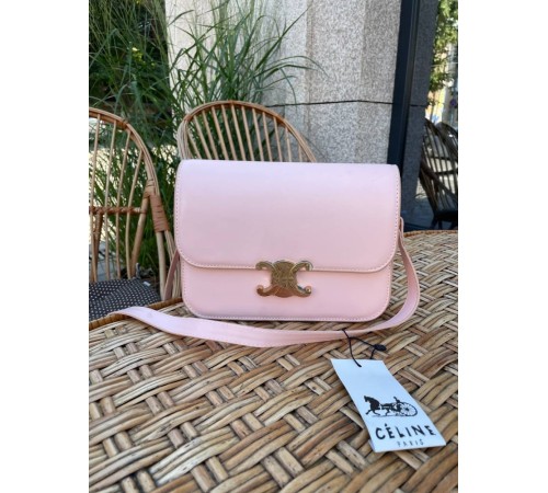 Сумка жіноча Celine Teen Triomphe Bag in Shiny Calfskin Pink Селін пудра DN063