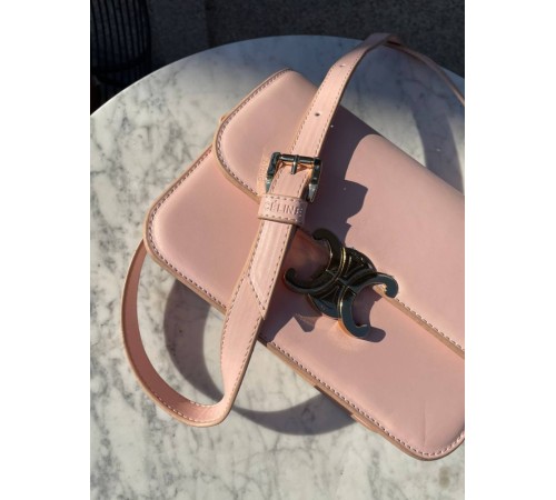 Сумка жіноча Celine Teen Triomphe Bag in Shiny Calfskin Pink Селін пудра DN063