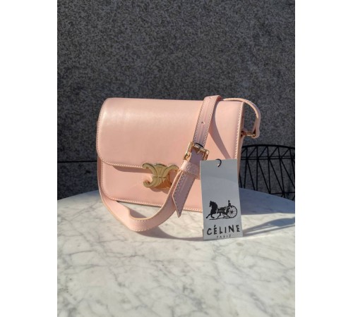 Сумка жіноча Celine Teen Triomphe Bag in Shiny Calfskin Pink Селін пудра DN063