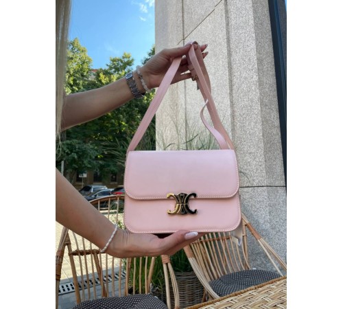 Сумка жіноча Celine Teen Triomphe Bag in Shiny Calfskin Pink Селін пудра DN063