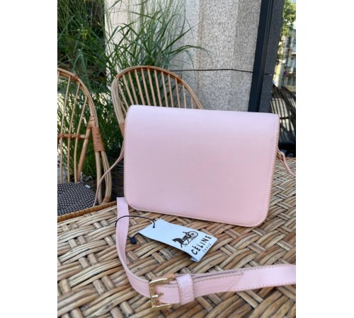 Сумка жіноча Celine Teen Triomphe Bag in Shiny Calfskin Pink Селін пудра DN063