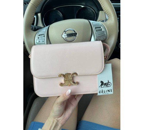 Сумка жіноча Celine Teen Triomphe Bag in Shiny Calfskin Pink Селін пудра DN063