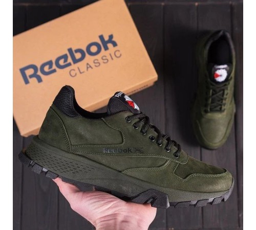 шкіряні кросівки Reebok олива