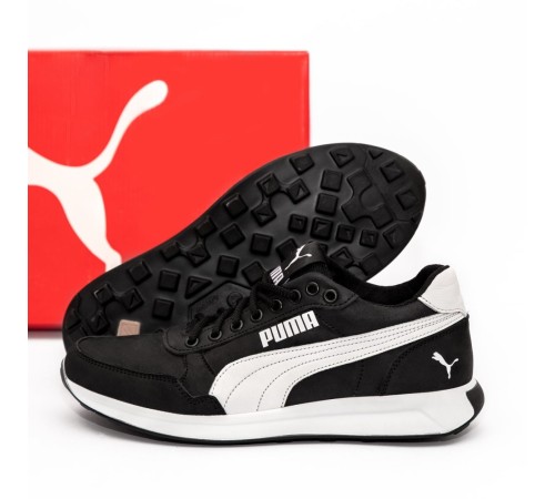 шкіряні кросівки Puma колір чорний/ білий