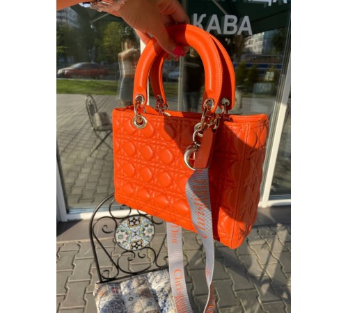 Жіноча сумка Christian Dior Lady D-Lite orange Діор помаранчева 085