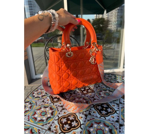 Жіноча сумка Christian Dior Lady D-Lite orange Діор помаранчева 085