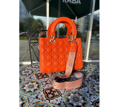 Жіноча сумка Christian Dior Lady D-Lite orange Діор помаранчева 085