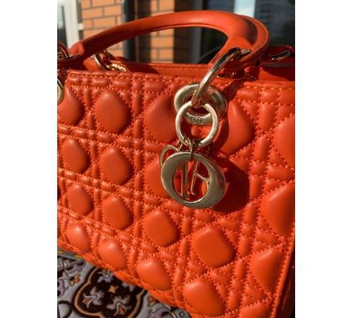 Жіноча сумка Christian Dior Lady D-Lite orange Діор помаранчева 085