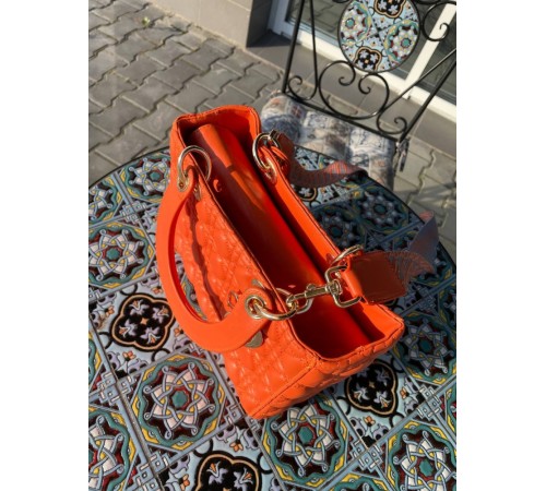 Жіноча сумка Christian Dior Lady D-Lite orange Діор помаранчева 085