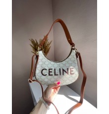 Сумка жіноча  Celine Ava Bag в Triomphe Canvas and Calfskin Tan beige Селін бежева 073