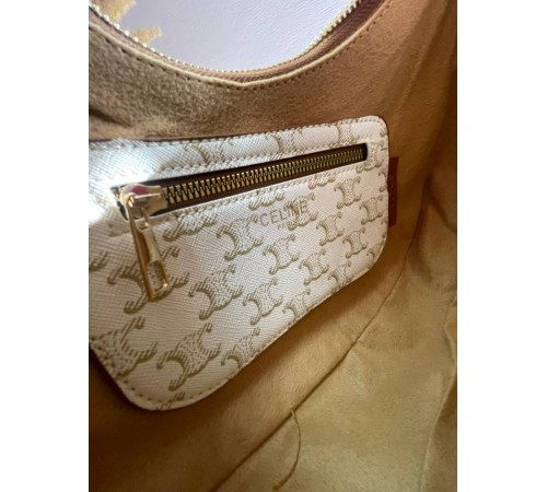 Сумка жіноча  Celine Ava Bag в Triomphe Canvas and Calfskin Tan beige Селін бежева 073