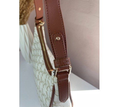 Сумка жіноча  Celine Ava Bag в Triomphe Canvas and Calfskin Tan beige Селін бежева 073