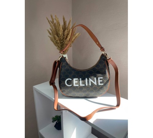 Сумка жіноча  Celine Ava Bag In Triomphe Canvas and Calfskin Tan brown Селін коричнева 072