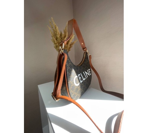 Сумка жіноча  Celine Ava Bag In Triomphe Canvas and Calfskin Tan brown Селін коричнева 072