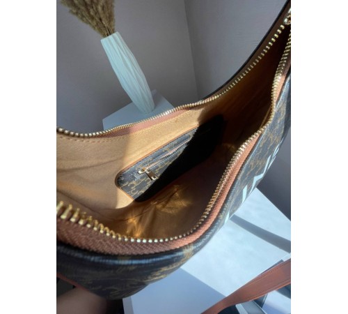 Сумка жіноча  Celine Ava Bag In Triomphe Canvas and Calfskin Tan brown Селін коричнева 072