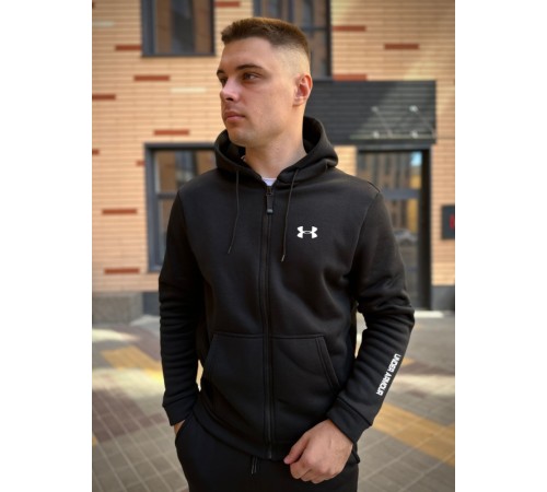 Зимова кофта на змійці з начосом Under Armour чорна RD272