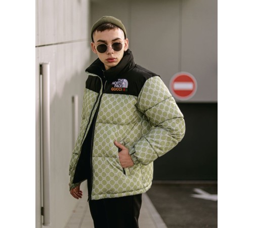 Куртка пухова TNF Gucci оливкова