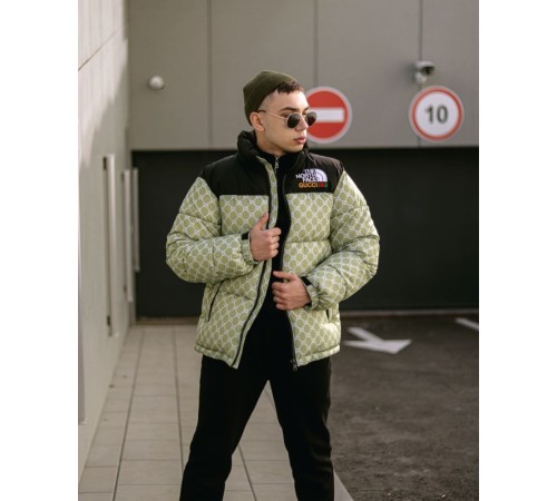 Куртка пухова TNF Gucci оливкова