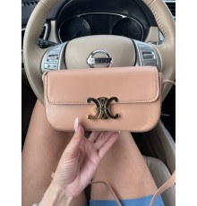 Сумка жіноча Celine Teen Triomphe Bag in Shiny Calfskin mini Селін бежева 0065