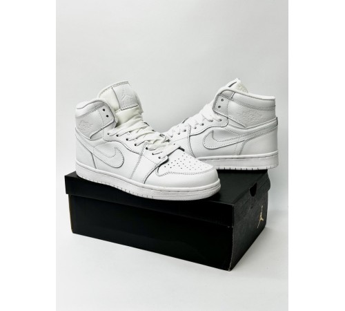 Кроссовки высокие Nike Air Jordan 1 кожа (White)