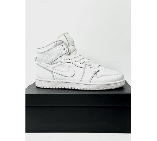 Кроссовки высокие Nike Air Jordan 1 кожа (White)