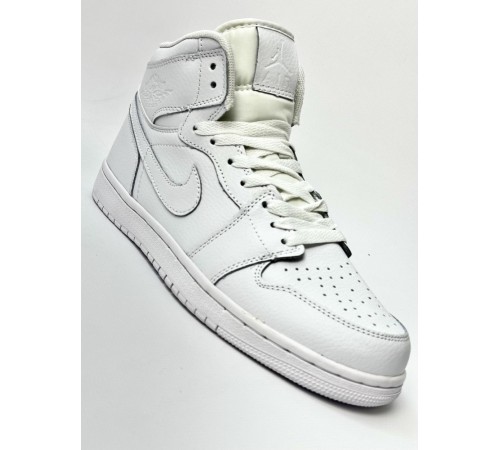 Кроссовки высокие Nike Air Jordan 1 кожа (White)