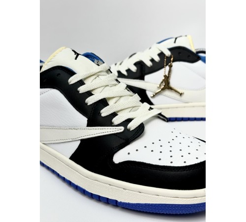 Кроссовки Jordan 1 Low Fragment Design Travis Scott (white & black & blue)