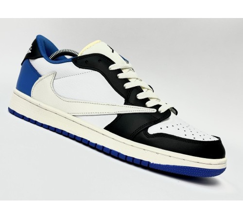 Кроссовки Jordan 1 Low Fragment Design Travis Scott (white & black & blue)