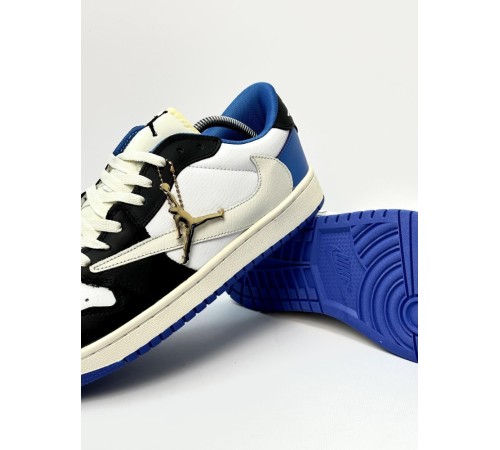 Кроссовки Jordan 1 Low Fragment Design Travis Scott (white & black & blue)