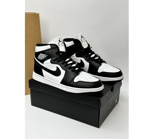 Кроссовки высокие Nike Air Jordan 1 (black / white)