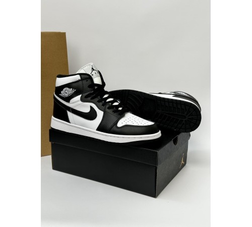 Кроссовки высокие Nike Air Jordan 1 (black / white)