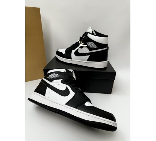 Кроссовки высокие Nike Air Jordan 1 (black / white)