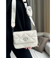 Жіноча сумка Prada Re-Nylon Padded Shoulder white