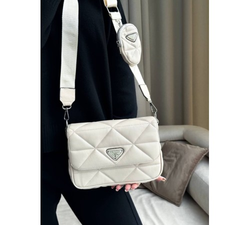 Жіноча сумка Prada Re-Nylon Padded Shoulder white