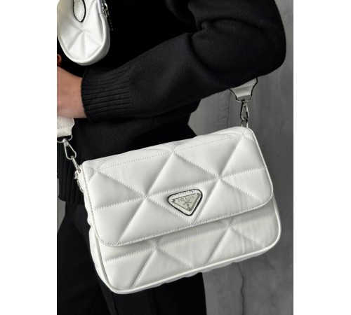 Жіноча сумка Prada Re-Nylon Padded Shoulder white