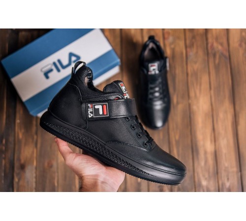 шкіряні зимові ботинки Fila Black