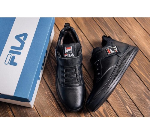 шкіряні зимові ботинки Fila Black