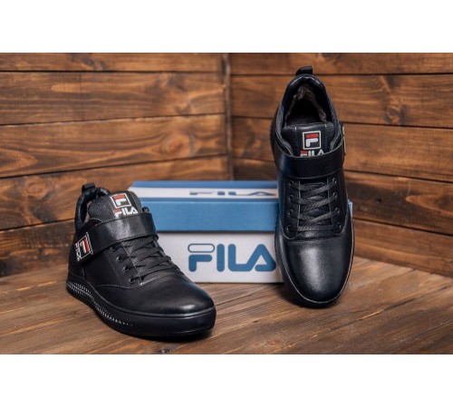 шкіряні зимові ботинки Fila Black