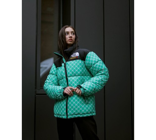 Куртка пухова TNF Gucci зелена жіноча