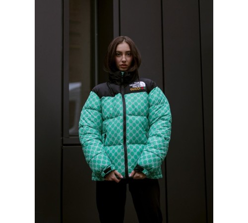 Куртка пухова TNF Gucci зелена жіноча