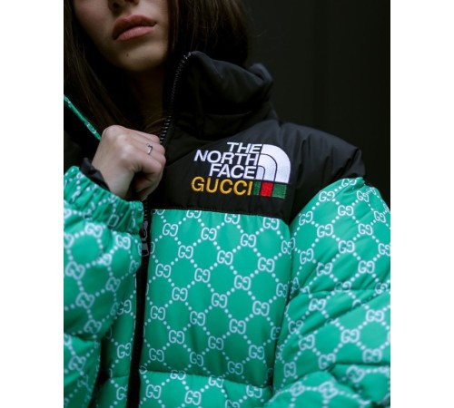 Куртка пухова TNF Gucci зелена жіноча