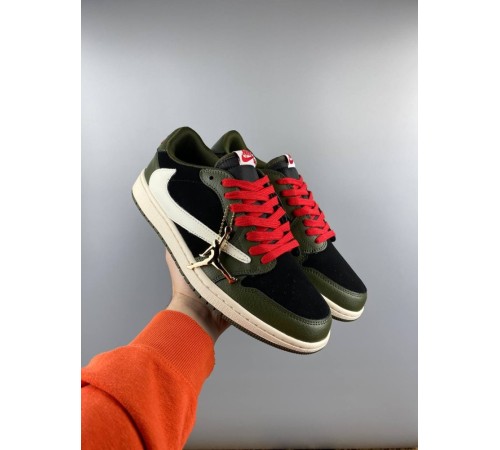 Чоловічі кросівки Nike Air Jordan 1 Low x Travis Scott black green